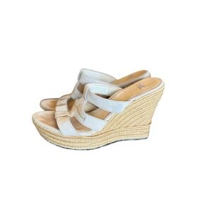 UGG Womens Tawnie Espadrille Wedge Sandals 8.5 Beige Suede Platform Neutral Boho